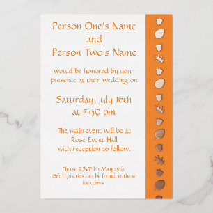 Fall Leaves in Orange Foil Invitation