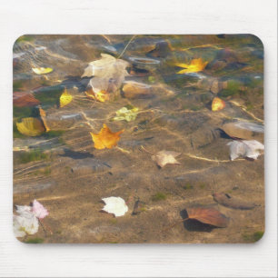 Fall Leaves in Pond Water Nature Photography Mouse Mat