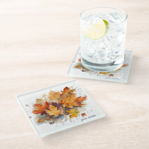 Fall leaves in watercolor Coaster