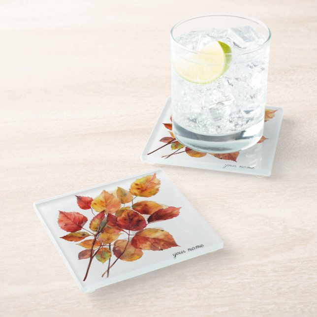 Fall leaves in watercolor too Coaster (Angled)