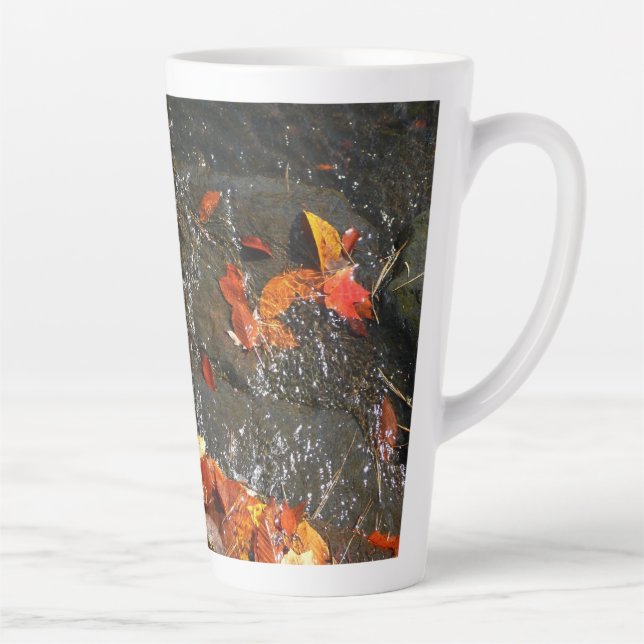 Fall Leaves in Waterfall I Autumn Photography Latte Mug (Right)