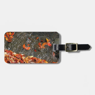 Fall Leaves in Waterfall I Autumn Photography Luggage Tag