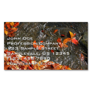Fall Leaves in Waterfall I Autumn Photography Magnetic Business Card