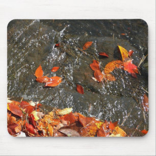 Fall Leaves in Waterfall I Autumn Photography Mouse Mat