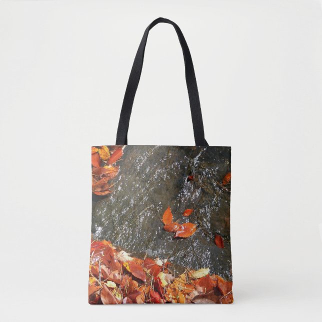 Fall Leaves in Waterfall I Autumn Photography Tote Bag (Front)