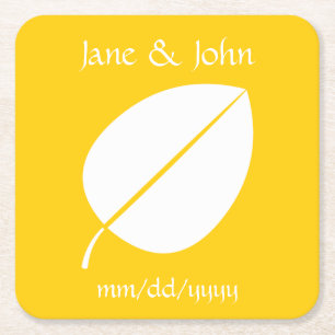 Fall Leaves in Yellow Paper Coaster