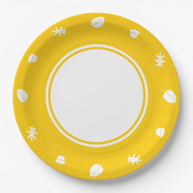 Fall Leaves in Yellow Paper Plate (Front)