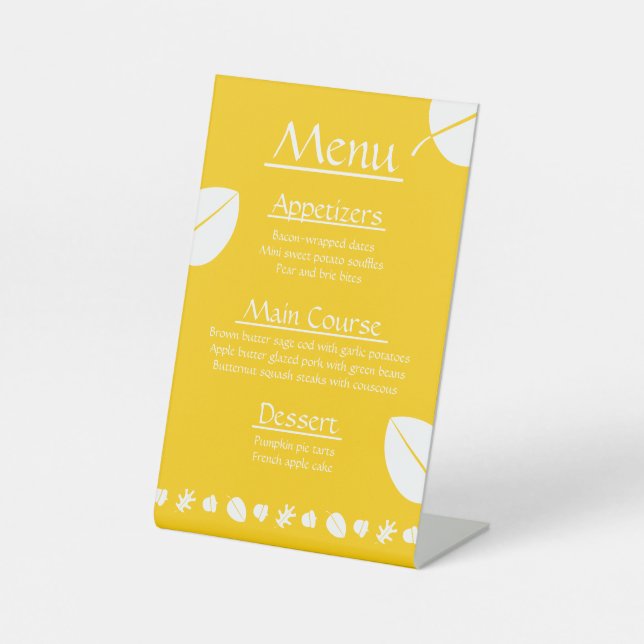 Fall Leaves in Yellow Pedestal Sign (Front)