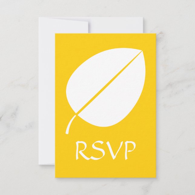 Fall Leaves in Yellow RSVP Card (Front)