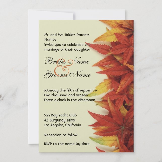 Fall Leaves l Autumn Wedding Invitation (Front)