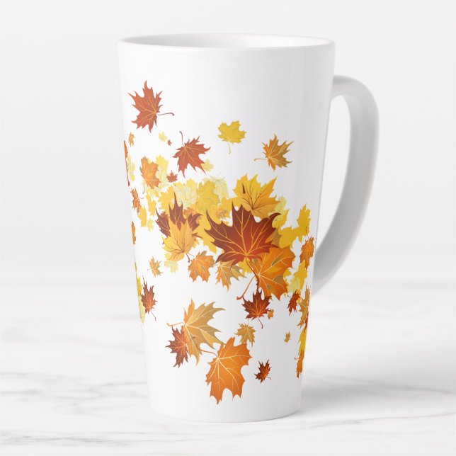 Fall Leaves Latte Mug (Right Angle)