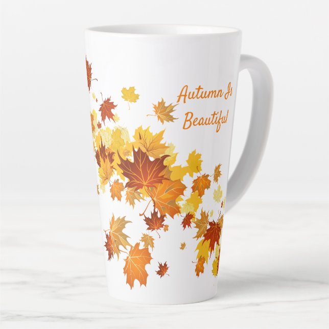 Fall Leaves Latte Mug (Right Angle)
