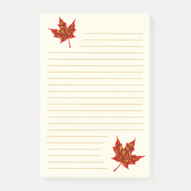 Fall Leaves Lined Post-it Notes (Front)