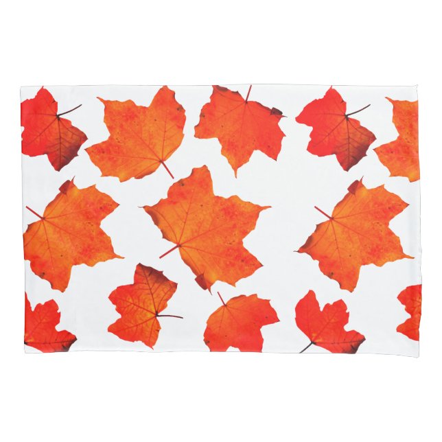 Fall Leaves Maple Tree Foliage Orange White Trendy Pillowcase (Front)