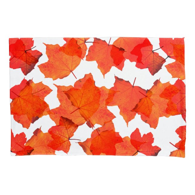 Fall Leaves Maple Tree Foliage Orange White Unique Pillowcase (Front)
