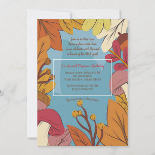 Fall Leaves Masculine Birthday Party Invitation