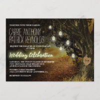 Fall Leaves Mason Jar Oak Tree Wedding Invitations