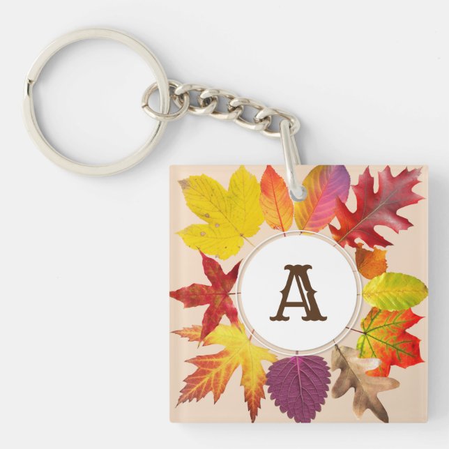 Fall leaves monogram key ring (Front)
