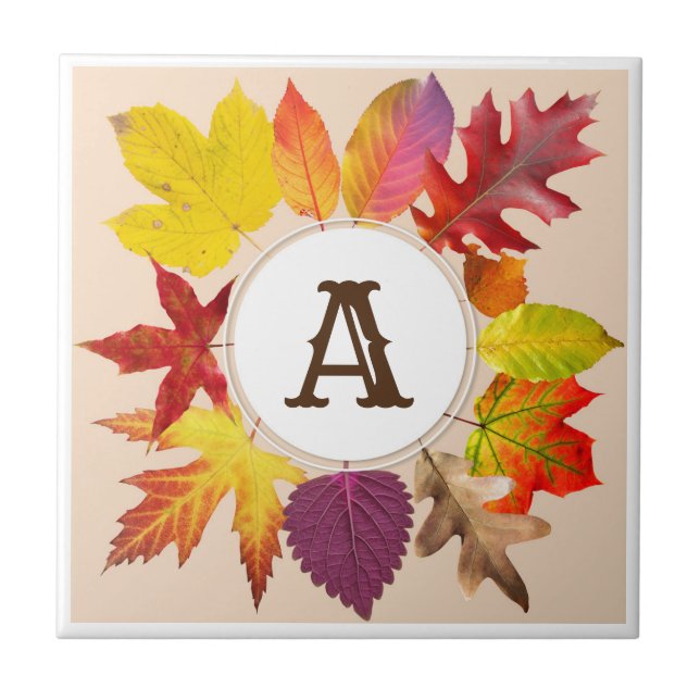 Fall leaves monogram tile (Front)