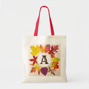 Fall leaves monogram tote bag