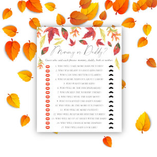 Fall leaves - mummy or daddy baby shower game