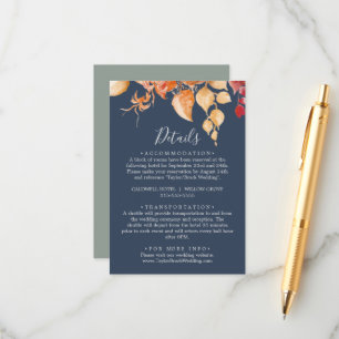 Fall Leaves   Navy Blue Details Enclosure Card