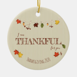 Fall Leaves on Clothesline Ceramic Tree Decoration