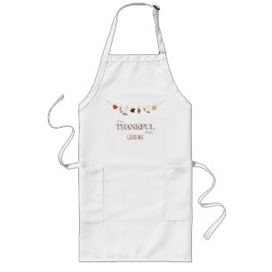Fall Leaves on Clothesline Long Apron