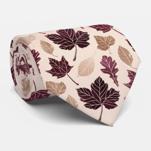 Fall Leaves on Cream White Tie
