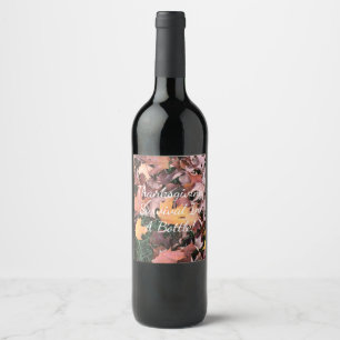 fall leaves on grass wine label