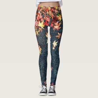 Fall leaves on pavement leggings