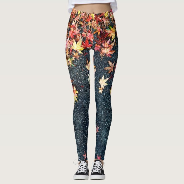 Fall leaves on pavement leggings (Front)