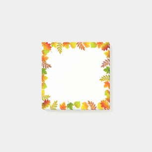 Fall Leaves on White Post-it Notes
