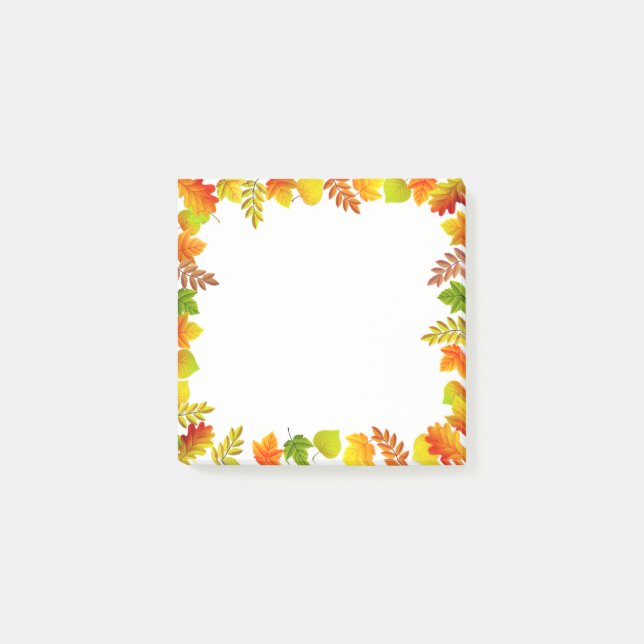 Fall Leaves on White Post-it Notes (Front)