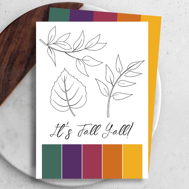 Fall Leaves Outline Cards with Colour Matching (Fall leaves drawing with color matching system by Victoria Grigaliunas of Do Tell A Belle)