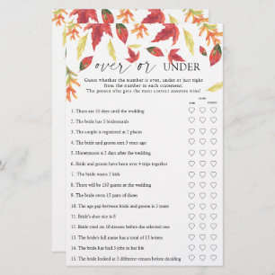 Fall leaves - Over or under bridal shower game
