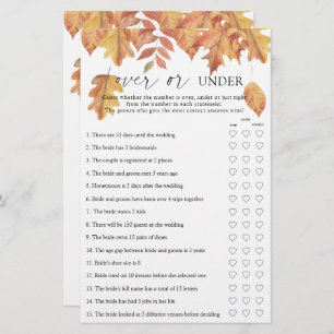 Fall leaves - Over or under bridal shower game