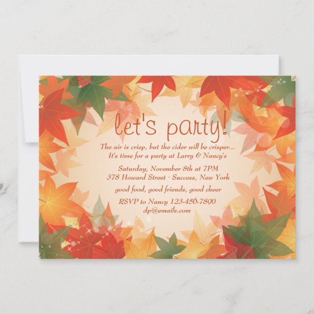 Fall Leaves Party Invitation (Front)