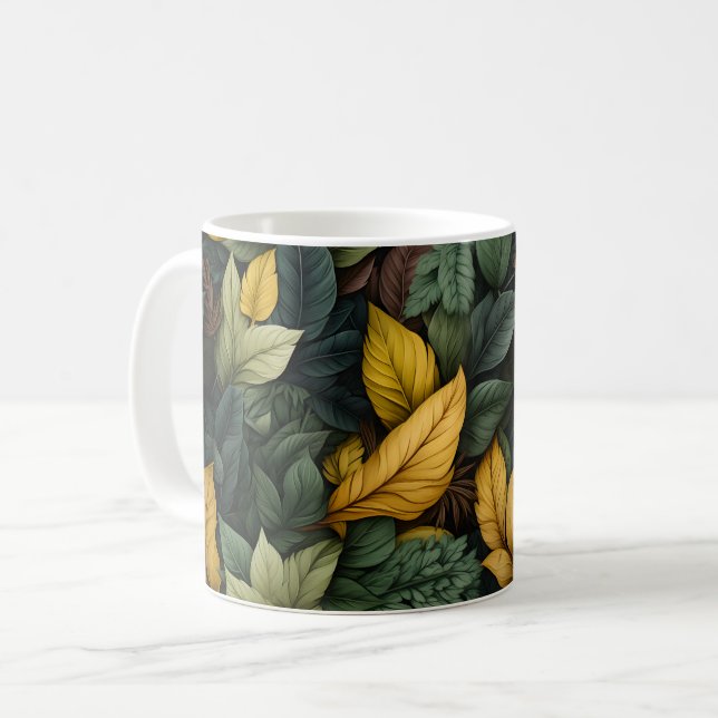 Fall Leaves Pattern Coffee Mug (Front Left)