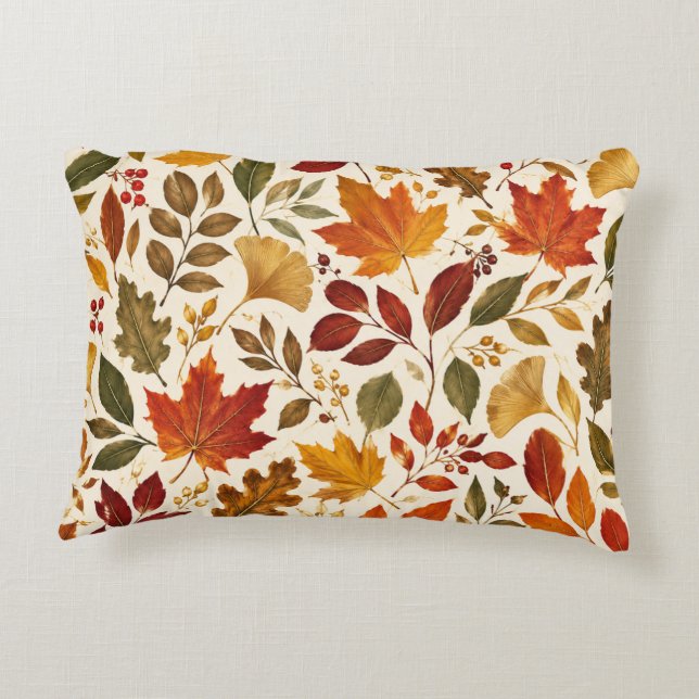 Fall Leaves Pattern Decorative Cushion (Back)