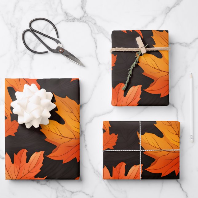 Fall Leaves Pattern  Wrapping Paper Sheet (Front)
