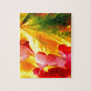 Fall Leaves Personalise it Yellow, Red, Green, Jigsaw Puzzle