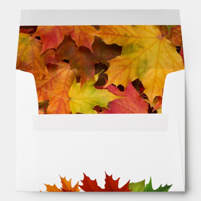 Fall Leaves Personalise Return Address Wedding Env Envelope (Back (Bottom))
