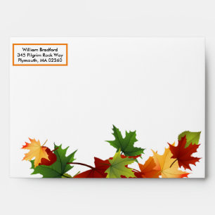 Fall Leaves Personalise Return Address Wedding Envelope