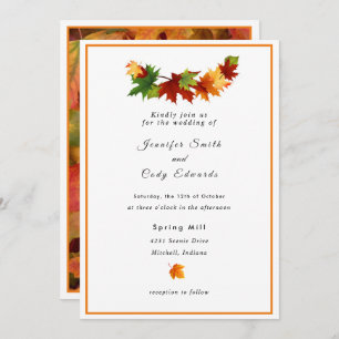 Fall Leaves Personalise Wedding Invitation