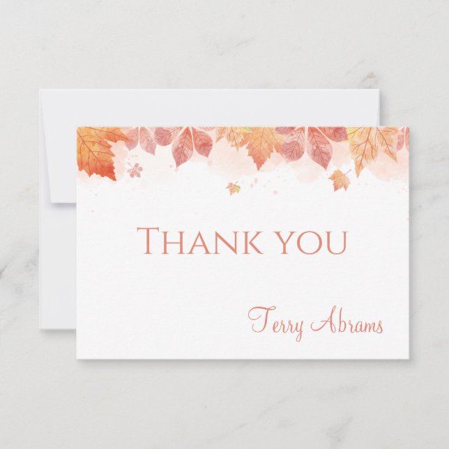 Fall Leaves Personalised Stationery Thank You Card (Front)
