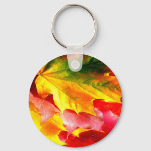 Fall Leaves Personalize it Yellow, Red, Green, Key Ring