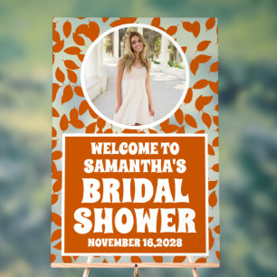 Fall Leaves Photo Bridal Shower Welcome Frosted Acrylic Sign