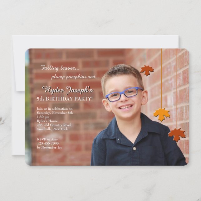 Fall Leaves Photo Invitation (Front)