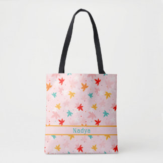 Fall Leaves Pink Pattern Tote Bag